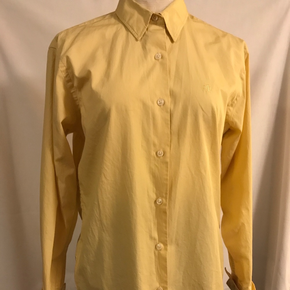 Lauren, Ralph Lauren, yellow 100% cotton long sleeve blouse, size 8